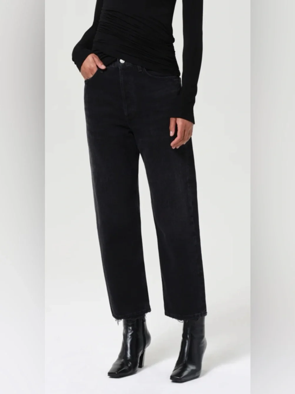 Agolde 90s Crop Midrise Straight | Washed Black - Picture 2 of 9